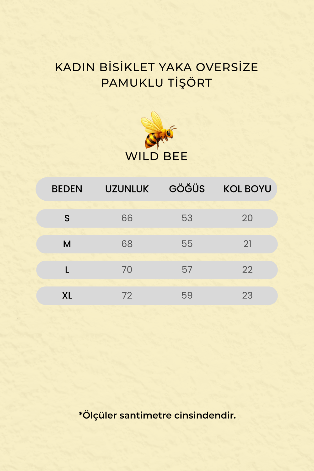Kadın Bej Bisiklet Yaka Oversize Pamuklu Tişört