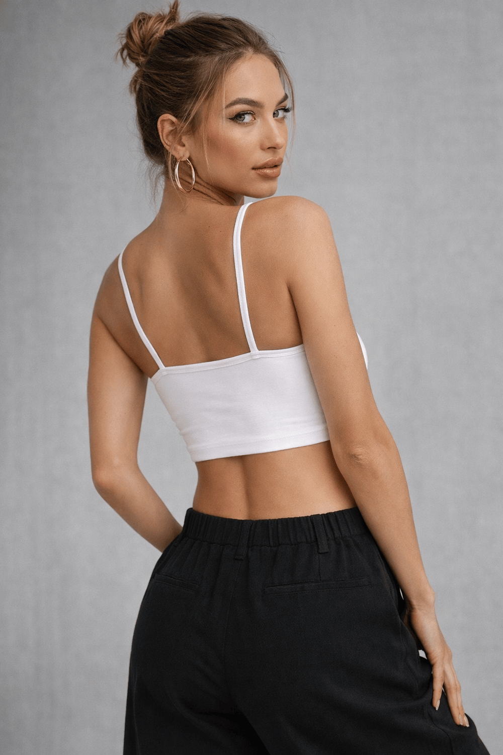 Kadın Beyaz Askılı Crop Atlet