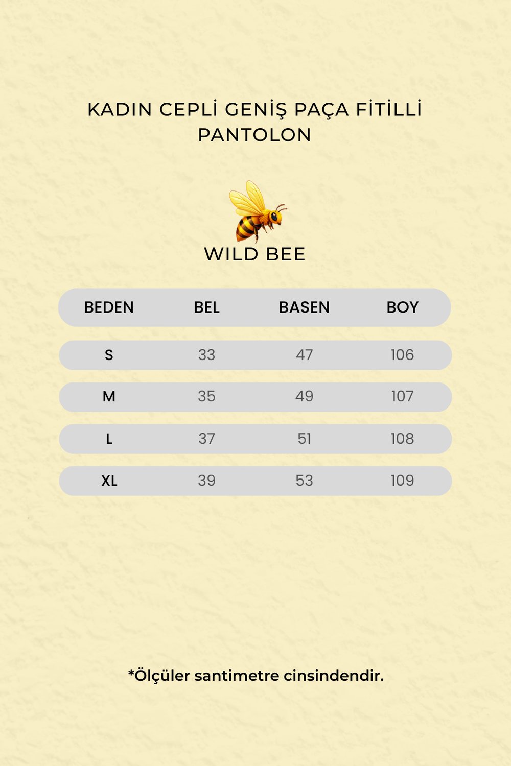 Kadın Siyah Cepli Geniş Paça Fitilli Pantolon