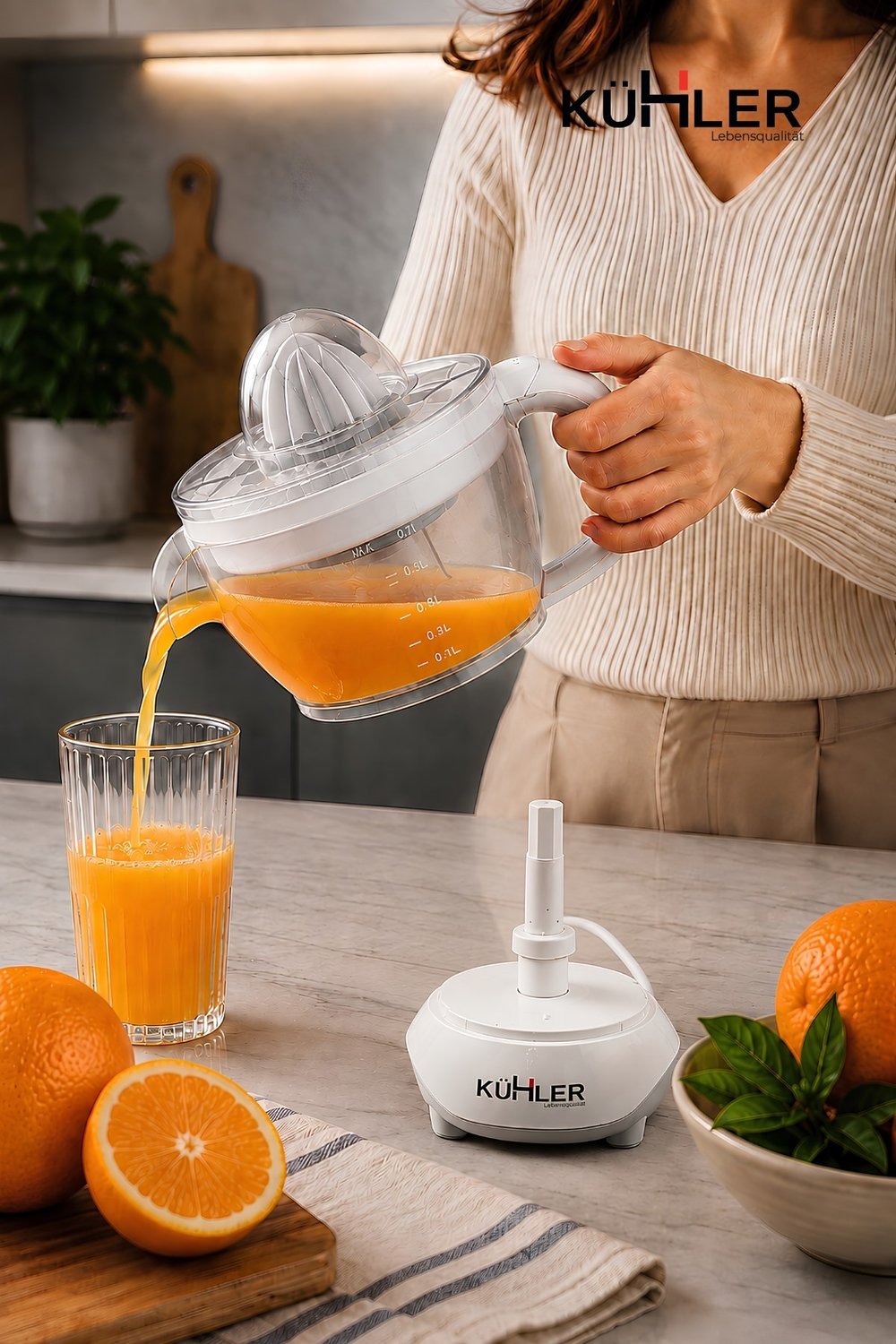 Kühler Fresh Press Elektrikli Narenciye Sıkacağı 40W | 0,7 L Hazneli Portakal, Limon ve Greyfurt Sıkacağı KH-V250