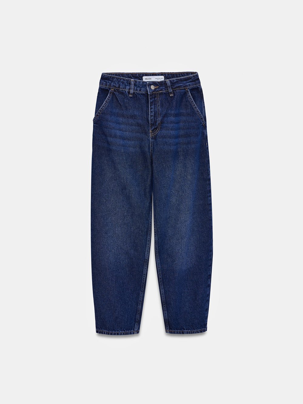 100% Cotton High Rise Jeans Navy