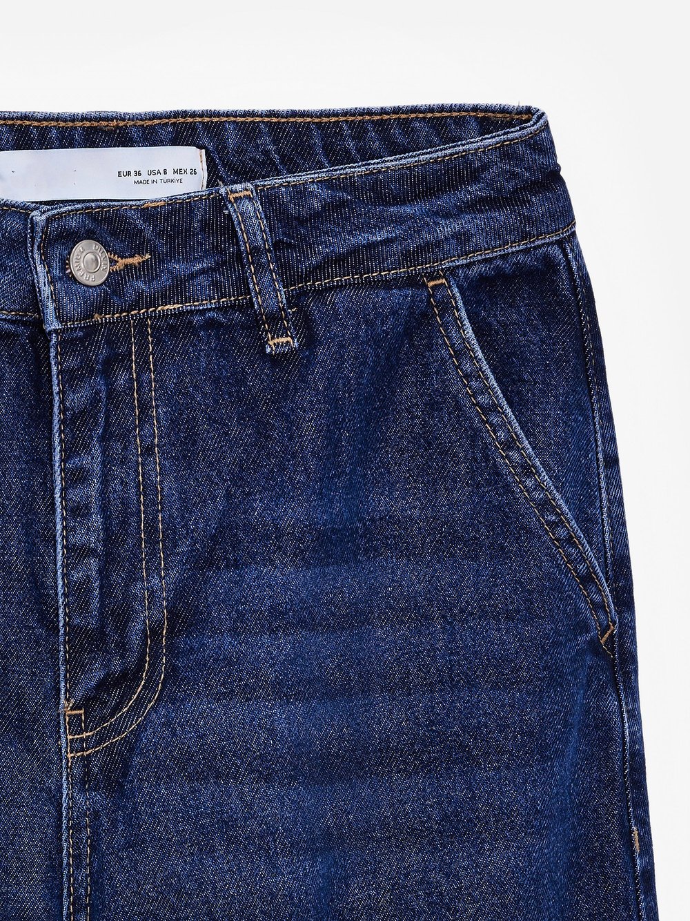 100% Cotton High Rise Jeans Navy