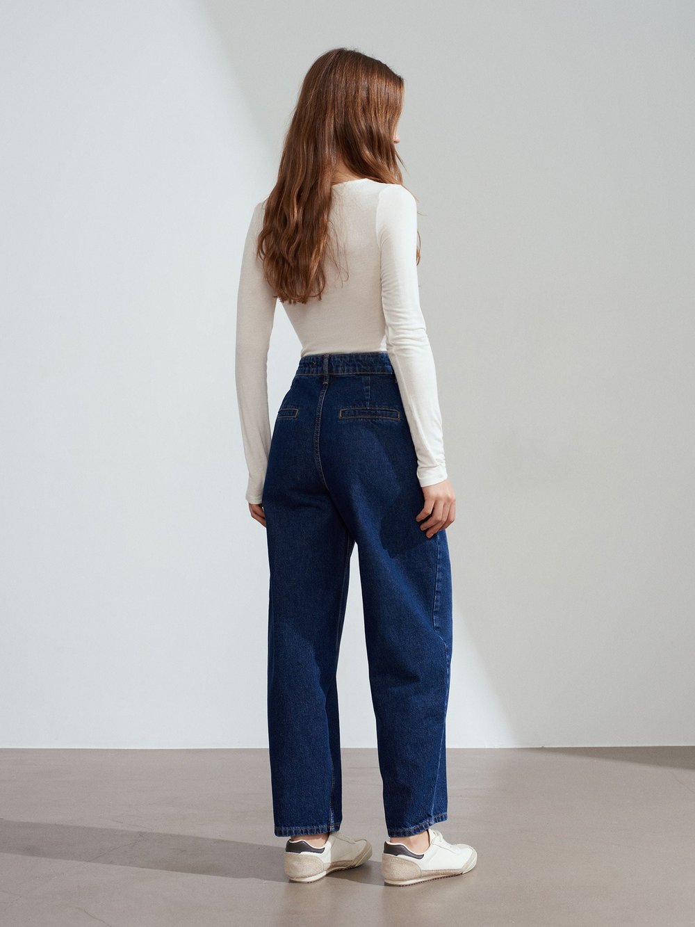 100% Cotton High Rise Jeans Navy