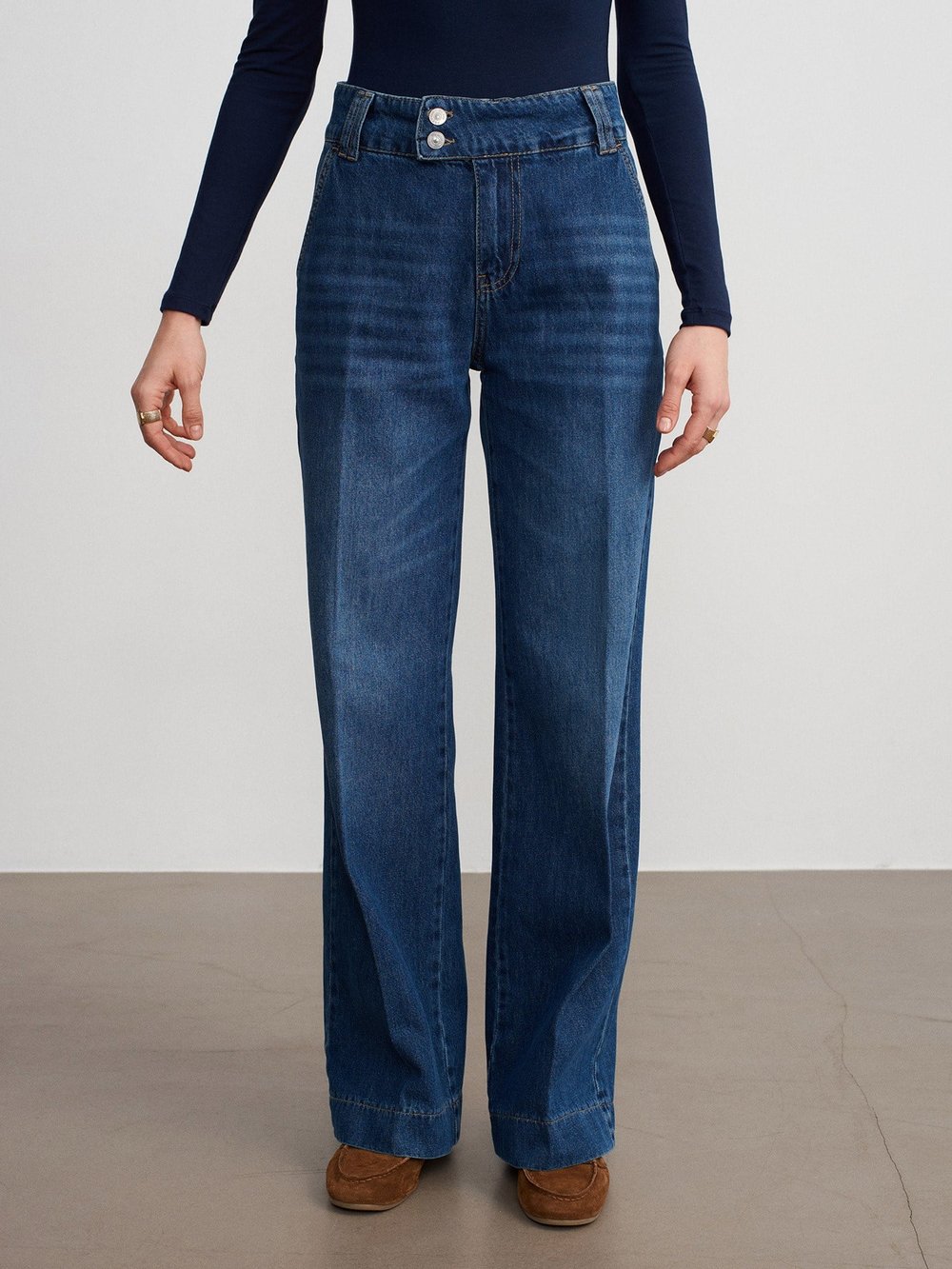 100% Cotton Wide Leg Jeans Blue