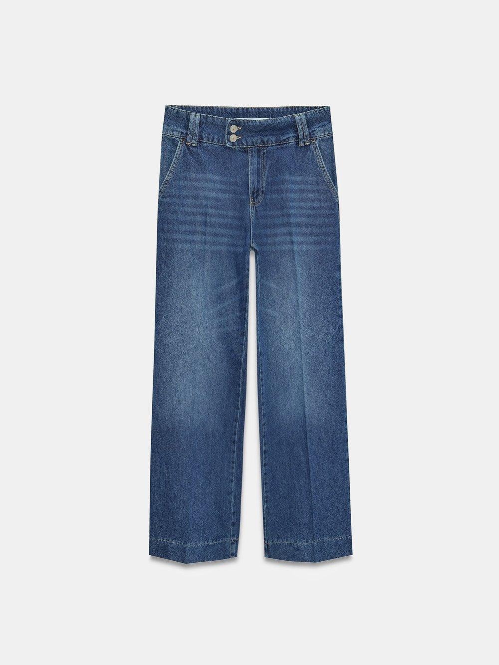 100% Cotton Wide Leg Jeans Blue