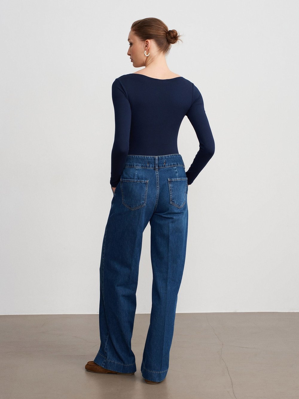 100% Cotton Wide Leg Jeans Blue
