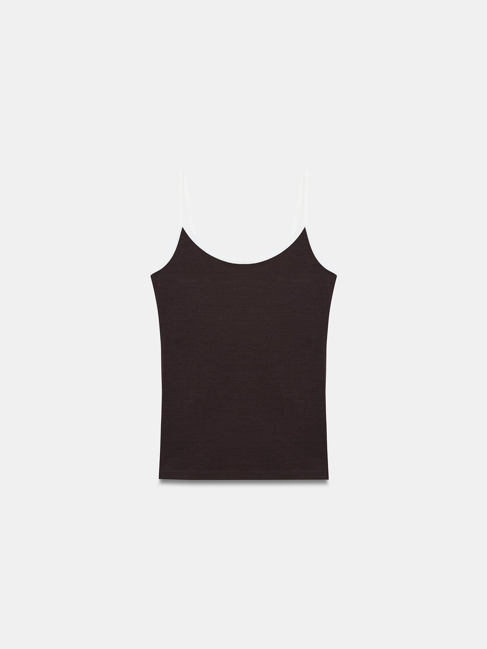 Alveria Contrast Brown Strap Top