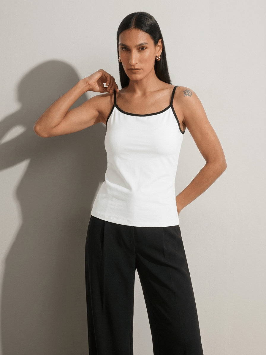 Alveria Contrast White Strap Top