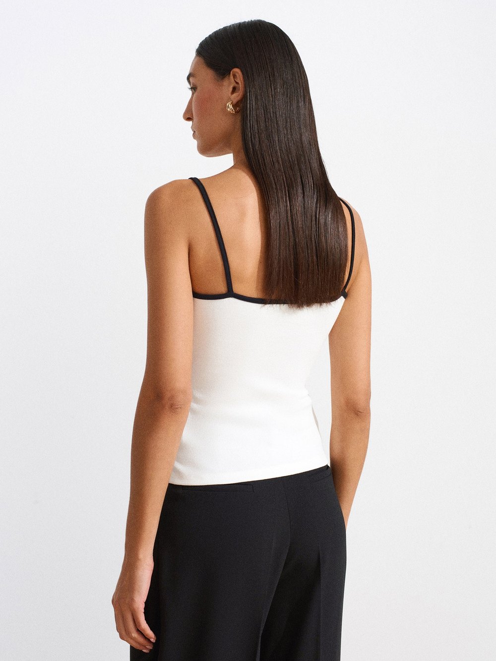 Alveria Contrast White Strap Top