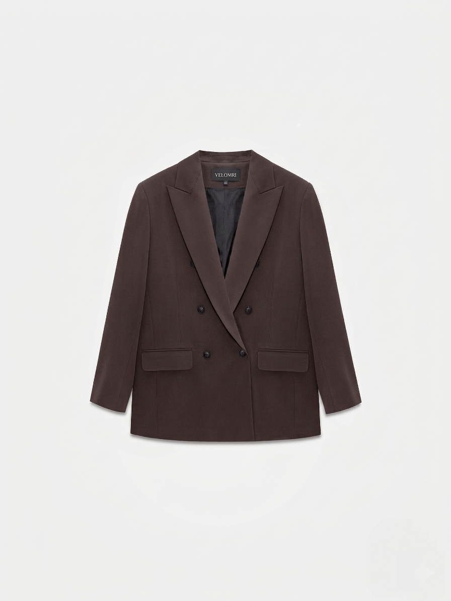 Double Breasted Tailored Brown Blazer