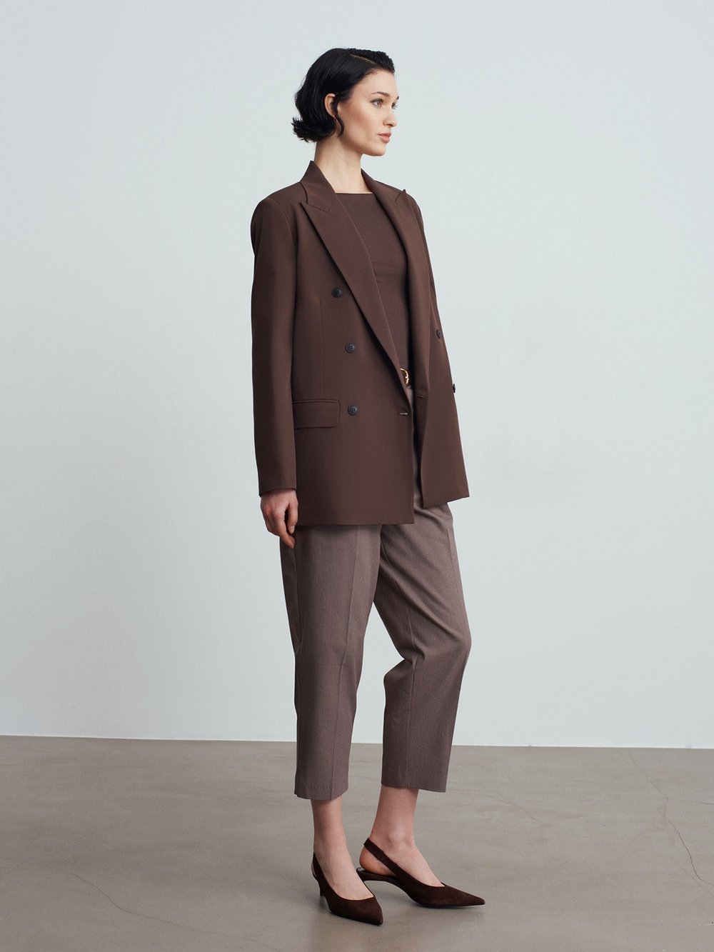 Double Breasted Tailored Brown Blazer
