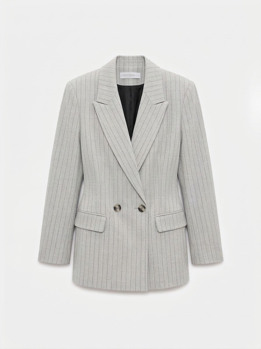 Grey Pinstripe Blazer Jacket