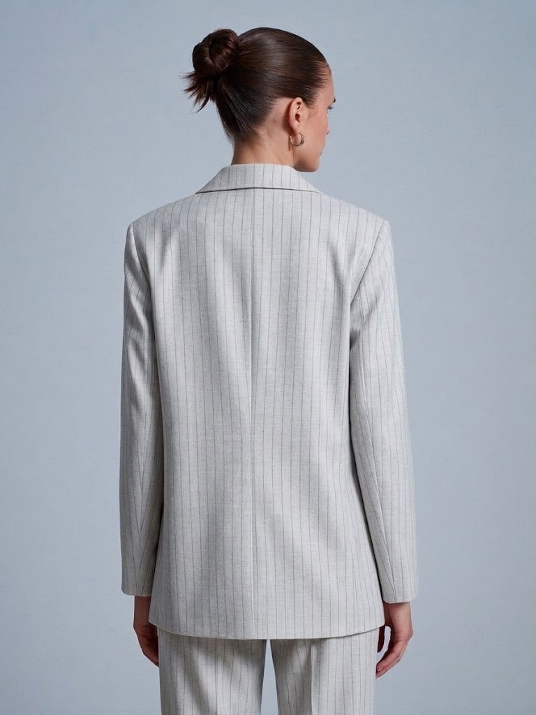 Grey Pinstripe Blazer Jacket