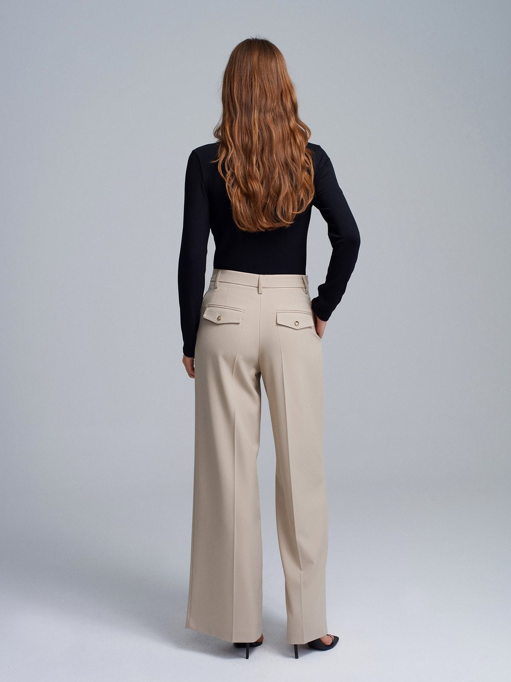 High Waist Wide Leg Trousers Stone