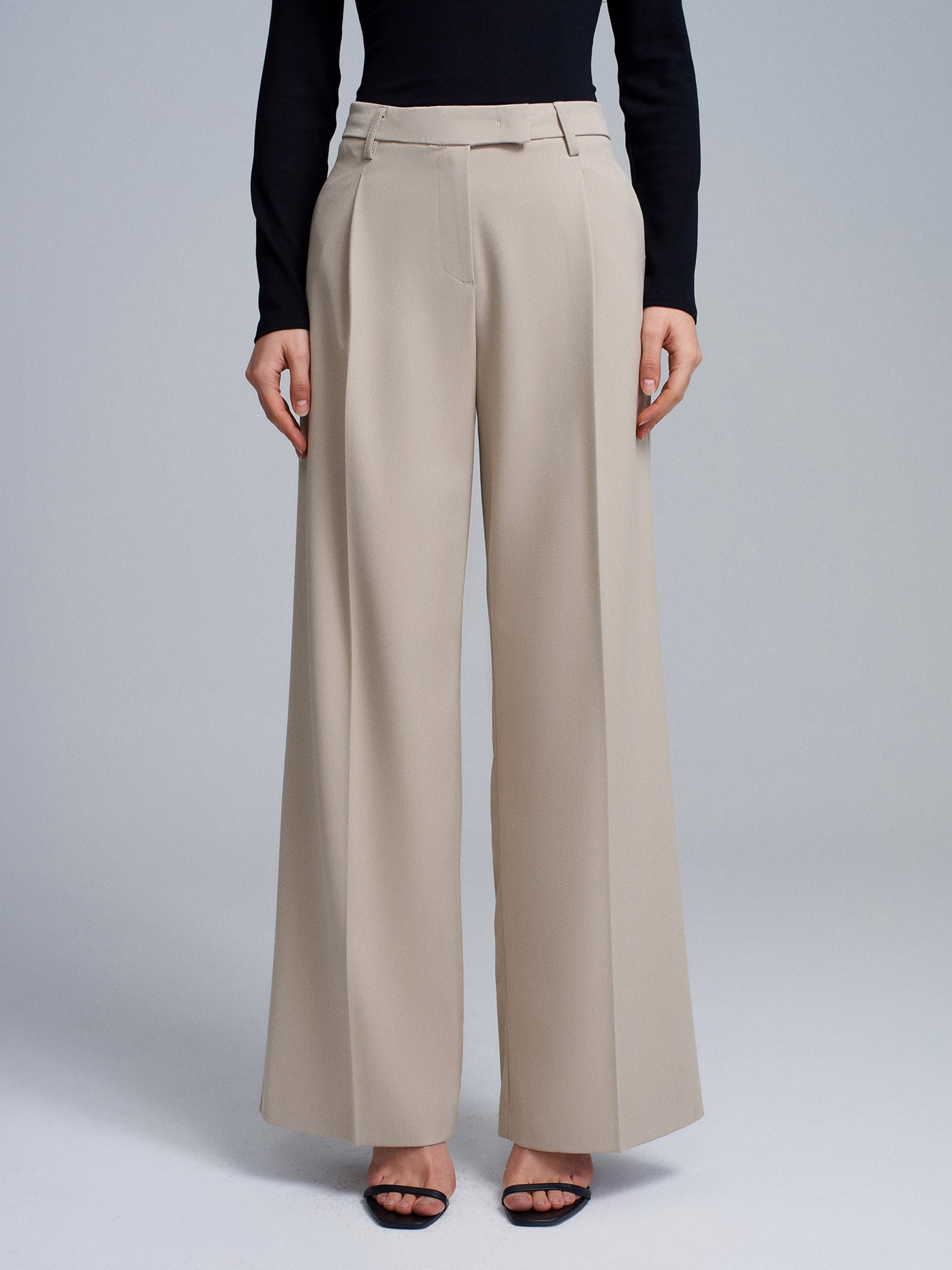 High Waist Wide Leg Trousers Stone