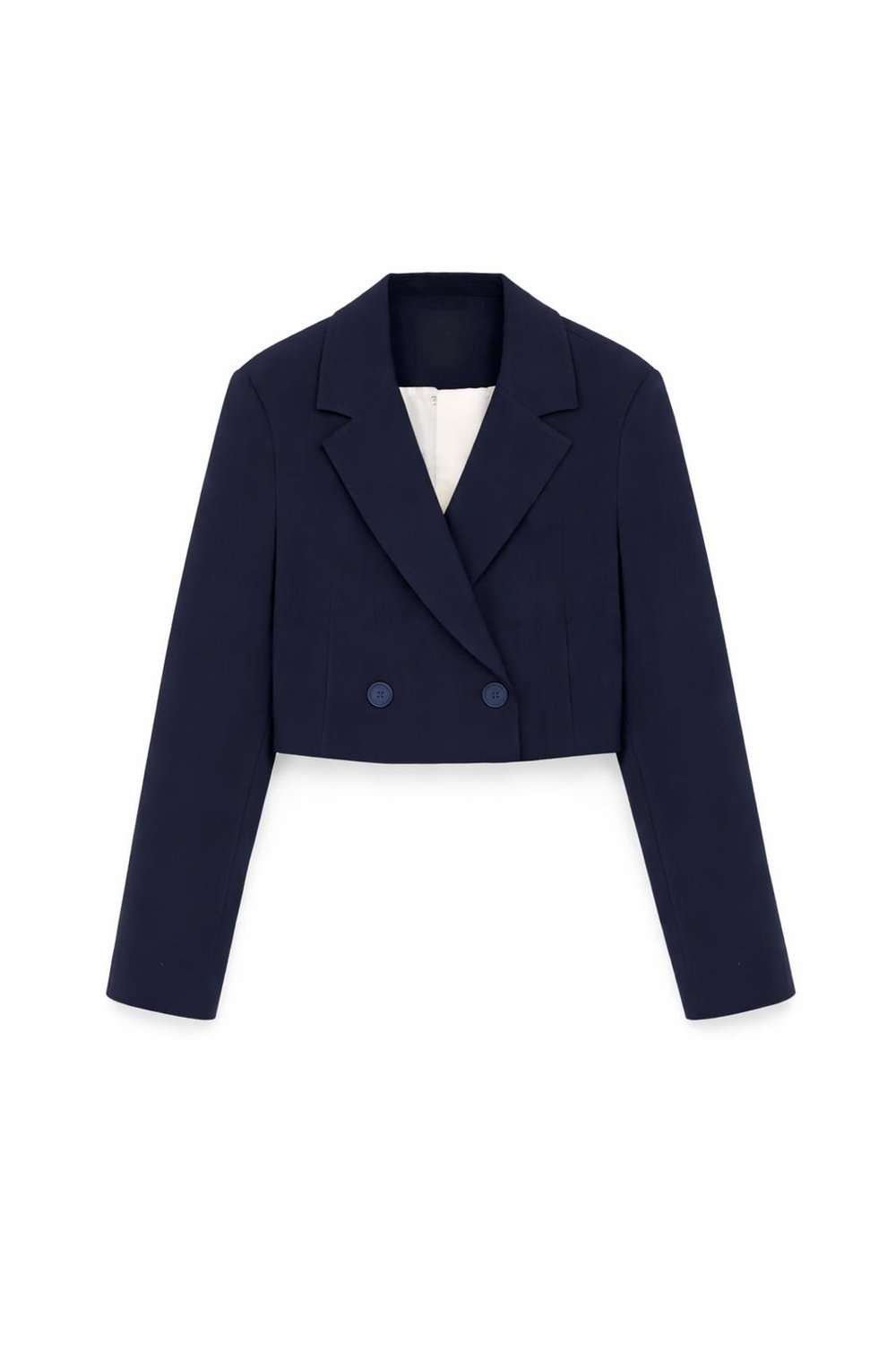 Lacivert Crop Blazer