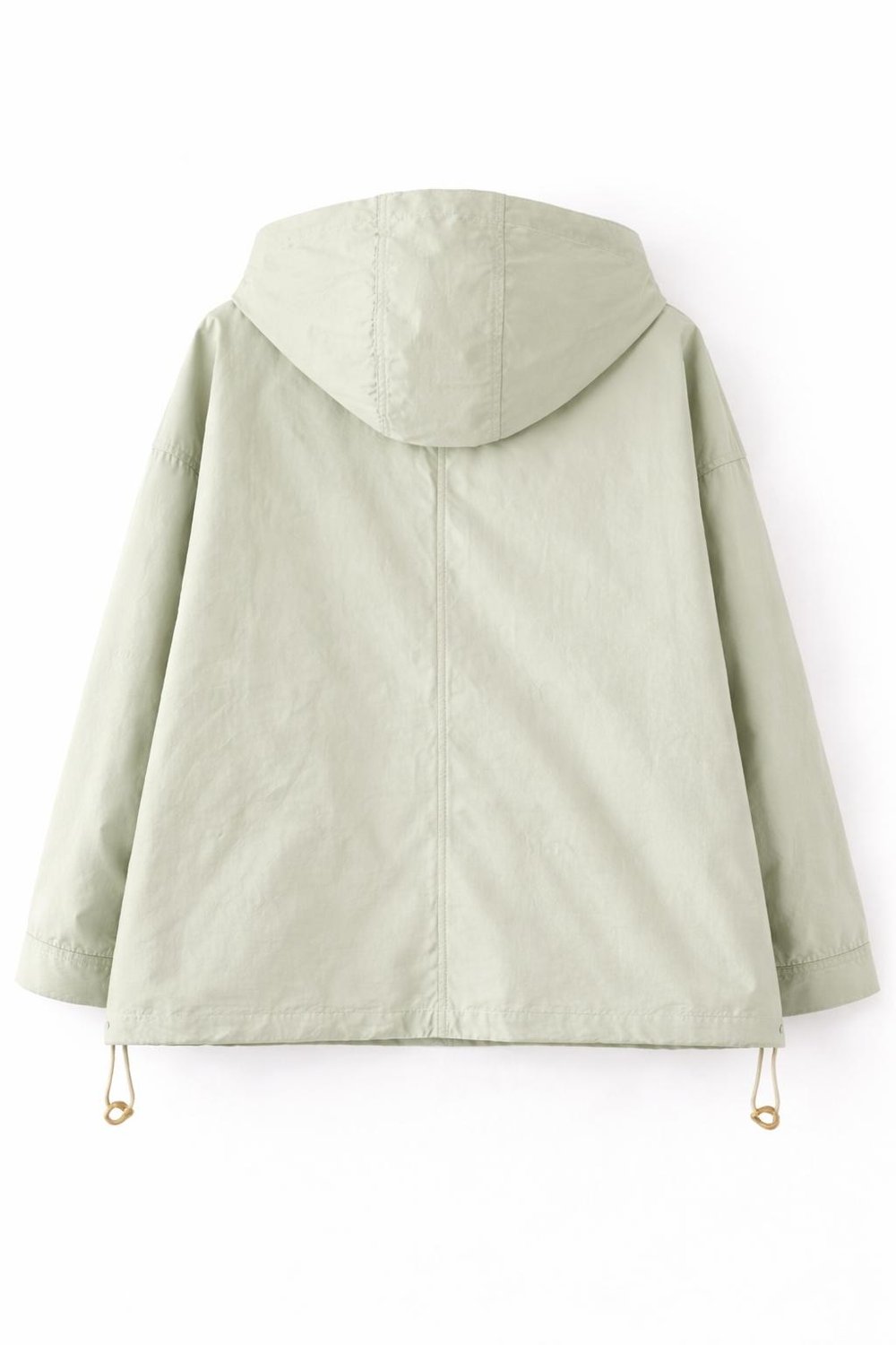 Su Yeşili Kapüşonlu Oversize Trenç