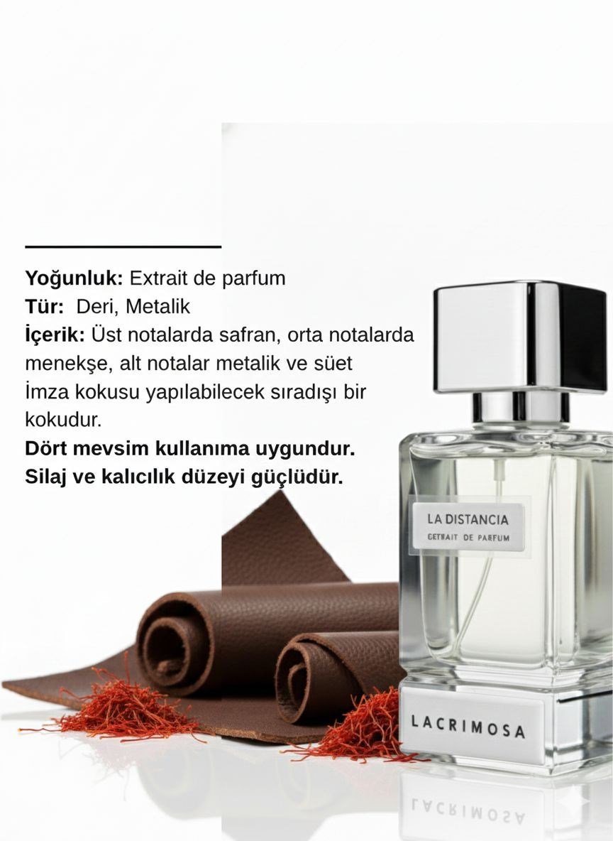 La Distancia 50 ml Erkek Parfüm, Deri/Metalik Safran, Menekşe, Süet