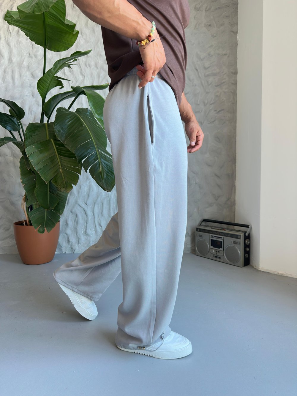 Açık Gri Oversize Baggy Jogger Modeli