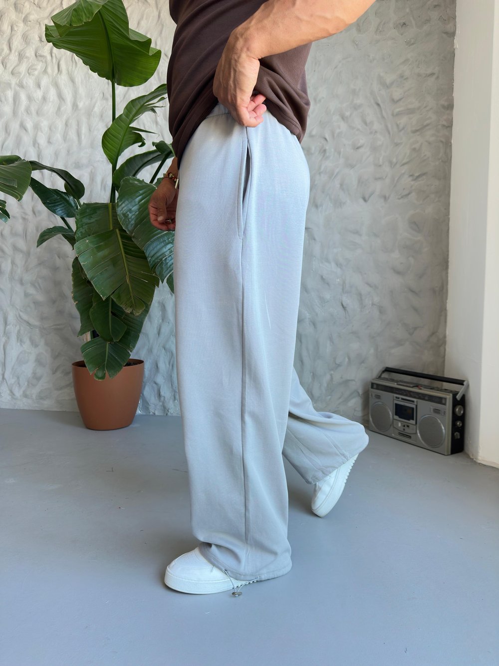 Açık Gri Oversize Baggy Jogger Modeli