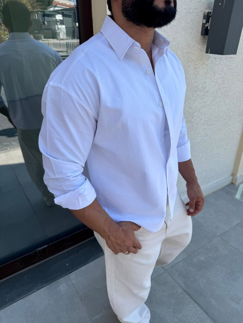 Beyaz Basic Crop Uzun Kol Gömlek