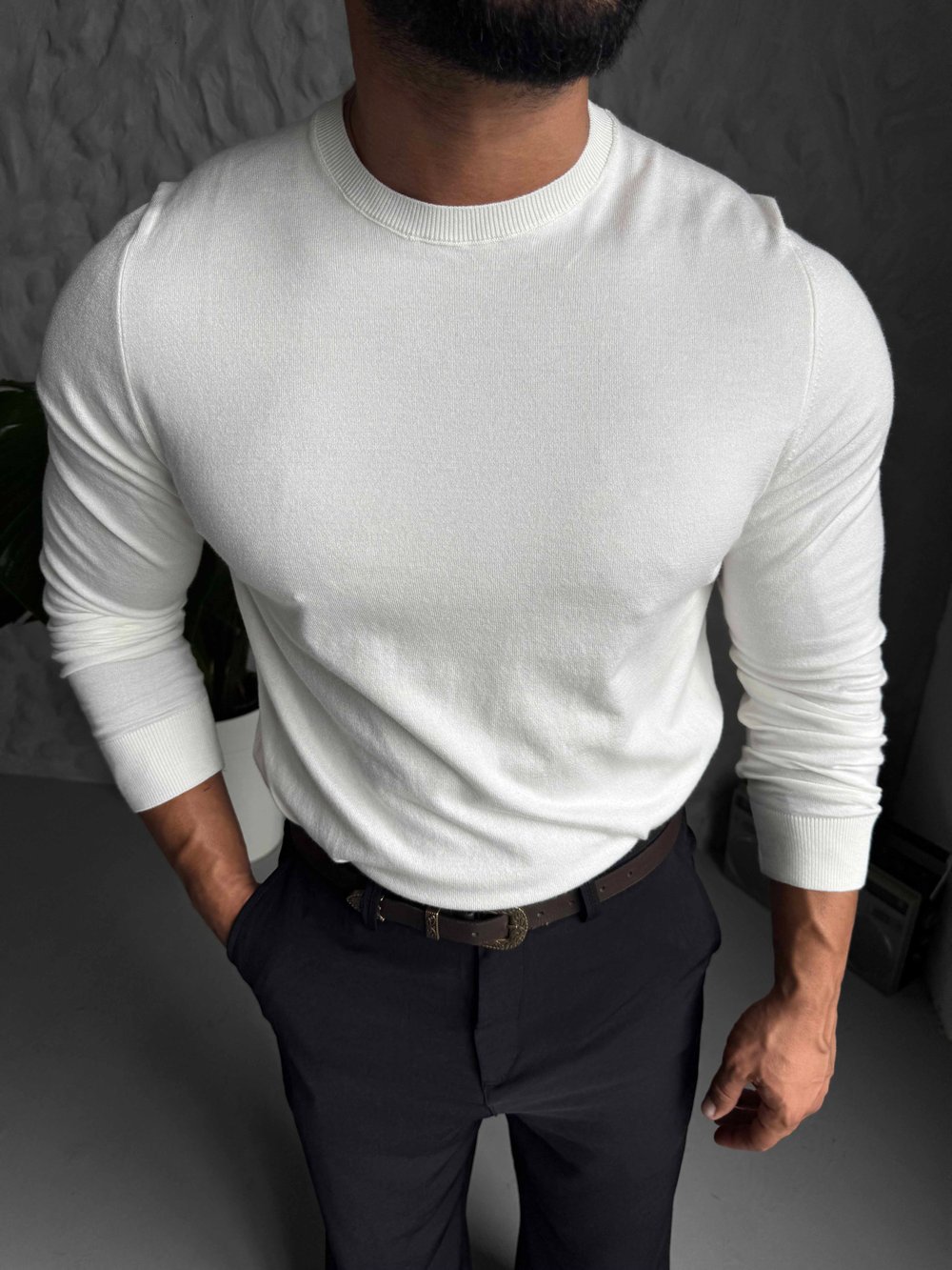 Beyaz Premium Pamuk Triko Modeli