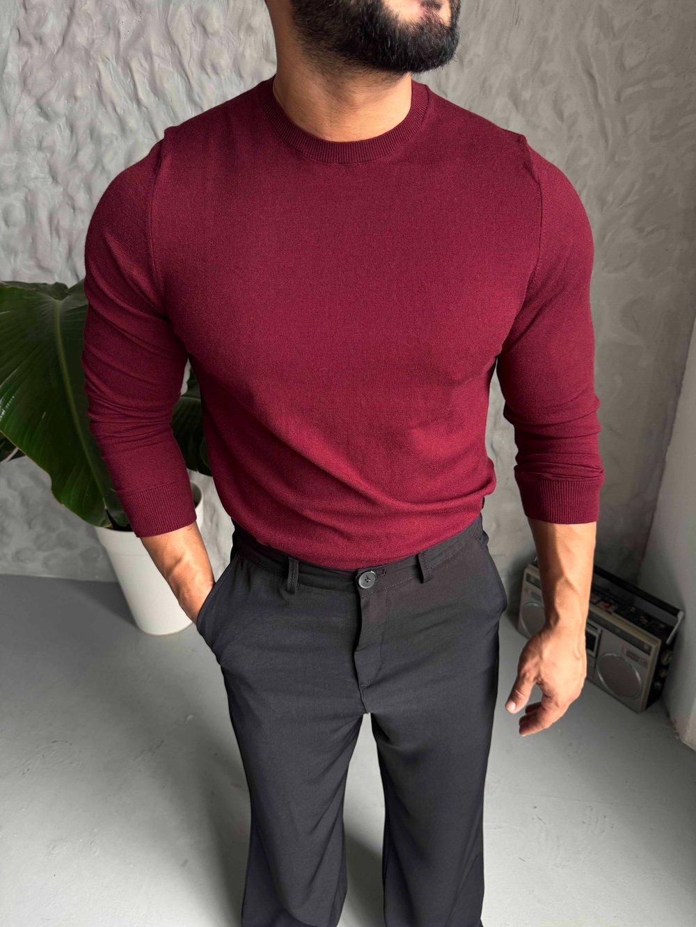 Bordo Premium Pamuk Triko Modeli