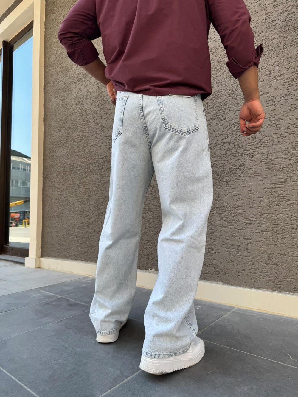 Buz Mavi Extra Baggy Kot Pantolon