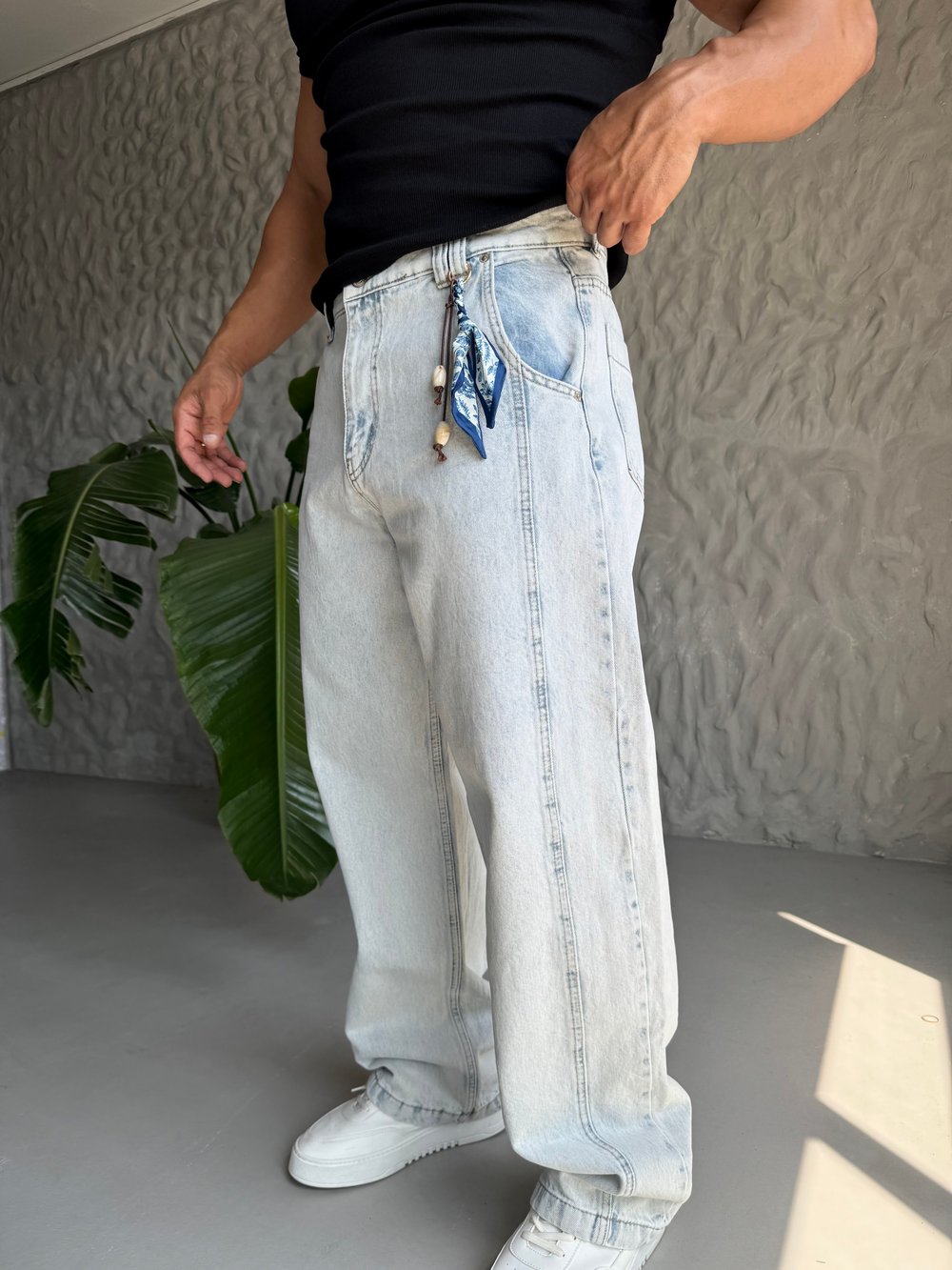 Çima Detay  Baggy Kalıp Kot  Pantolon