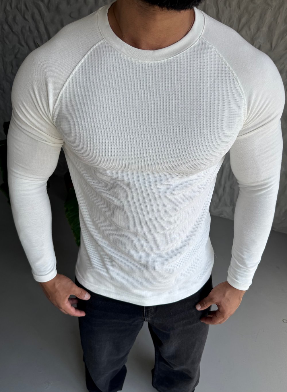 Ekru Uzun Kol Reglan Kesim Sweat