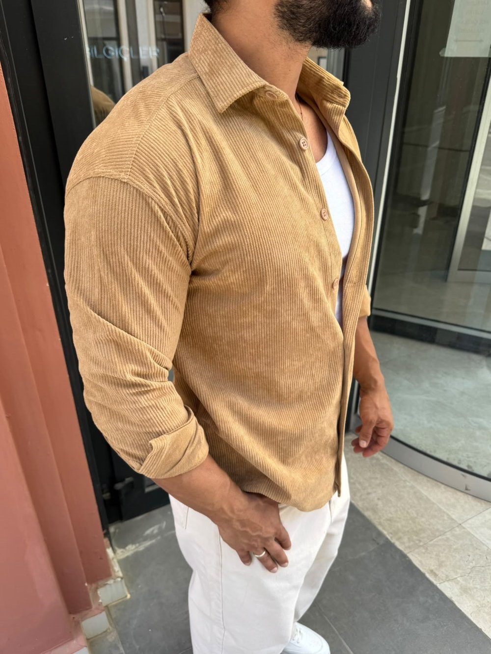 Hardal Kadife Gömlek Modeli