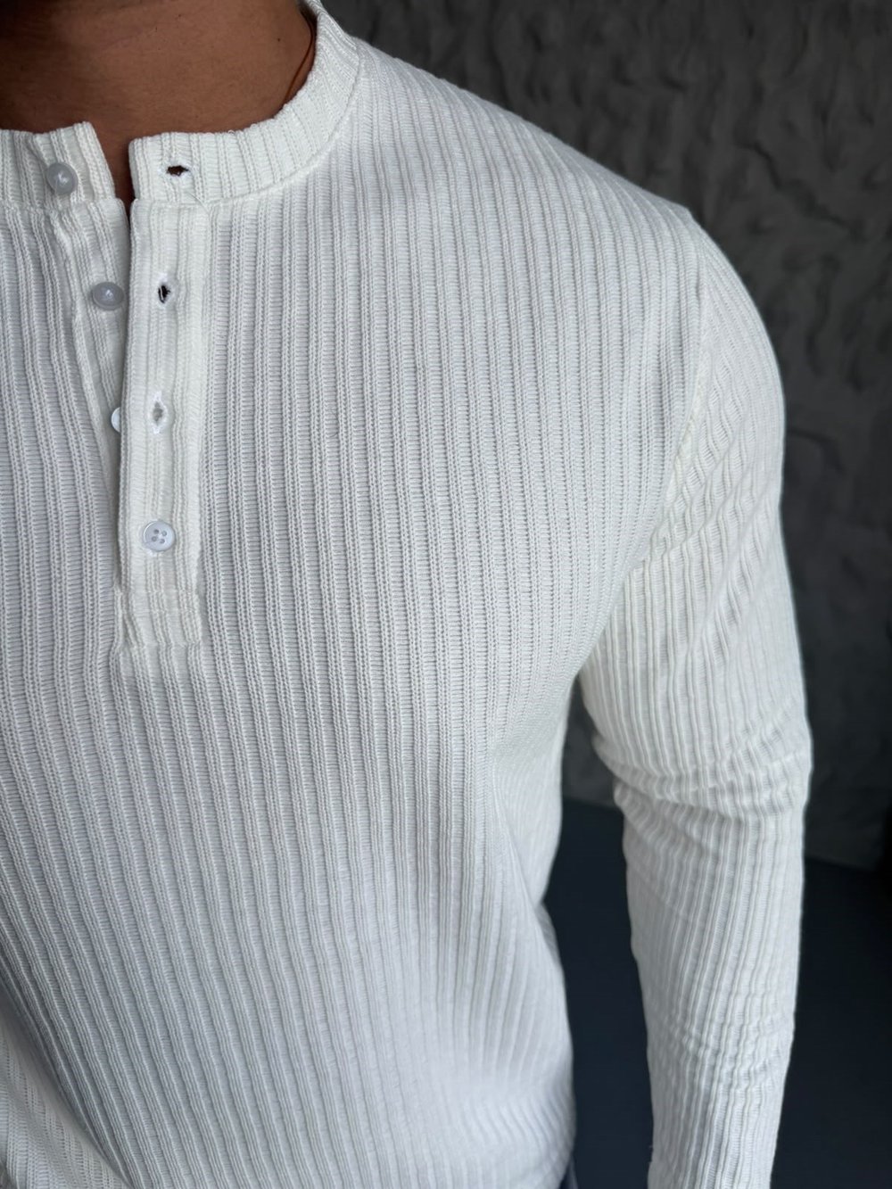 Helly Yaka Çizgi Detay Sweat Ekru