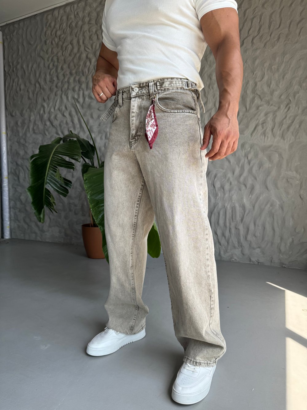 Kemer Detay  Baggy Kalıo Kot  Pantolon