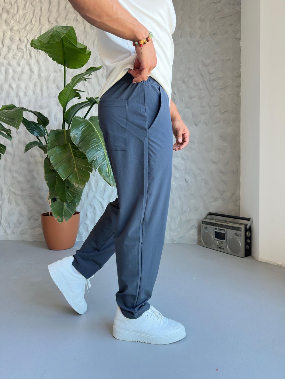 Mavi Regular Fit Ayarlanabilir Paça Jogger Modeli