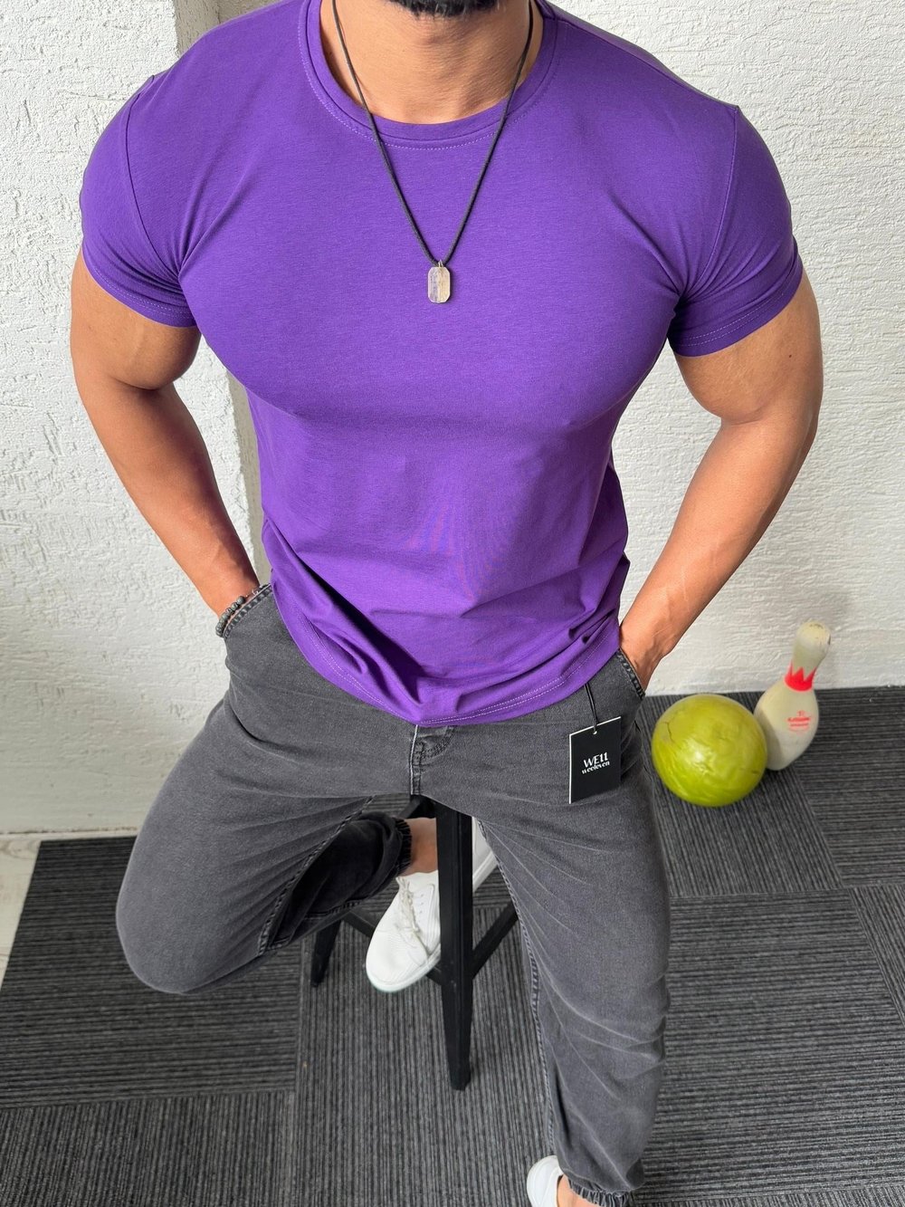 Mor Slim Fit Basic Tişört