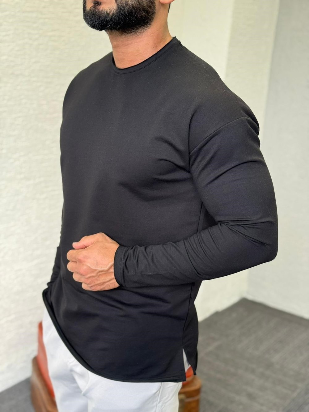 Siyah Basic Uzun Kol Sweat