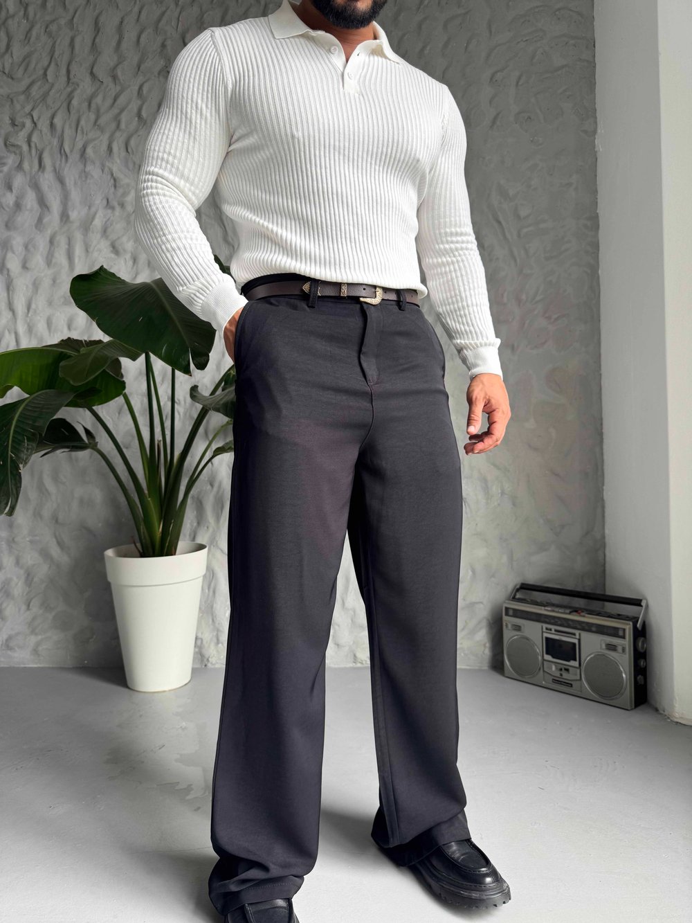 Siyah Premium İspanyol Paça Pantolon