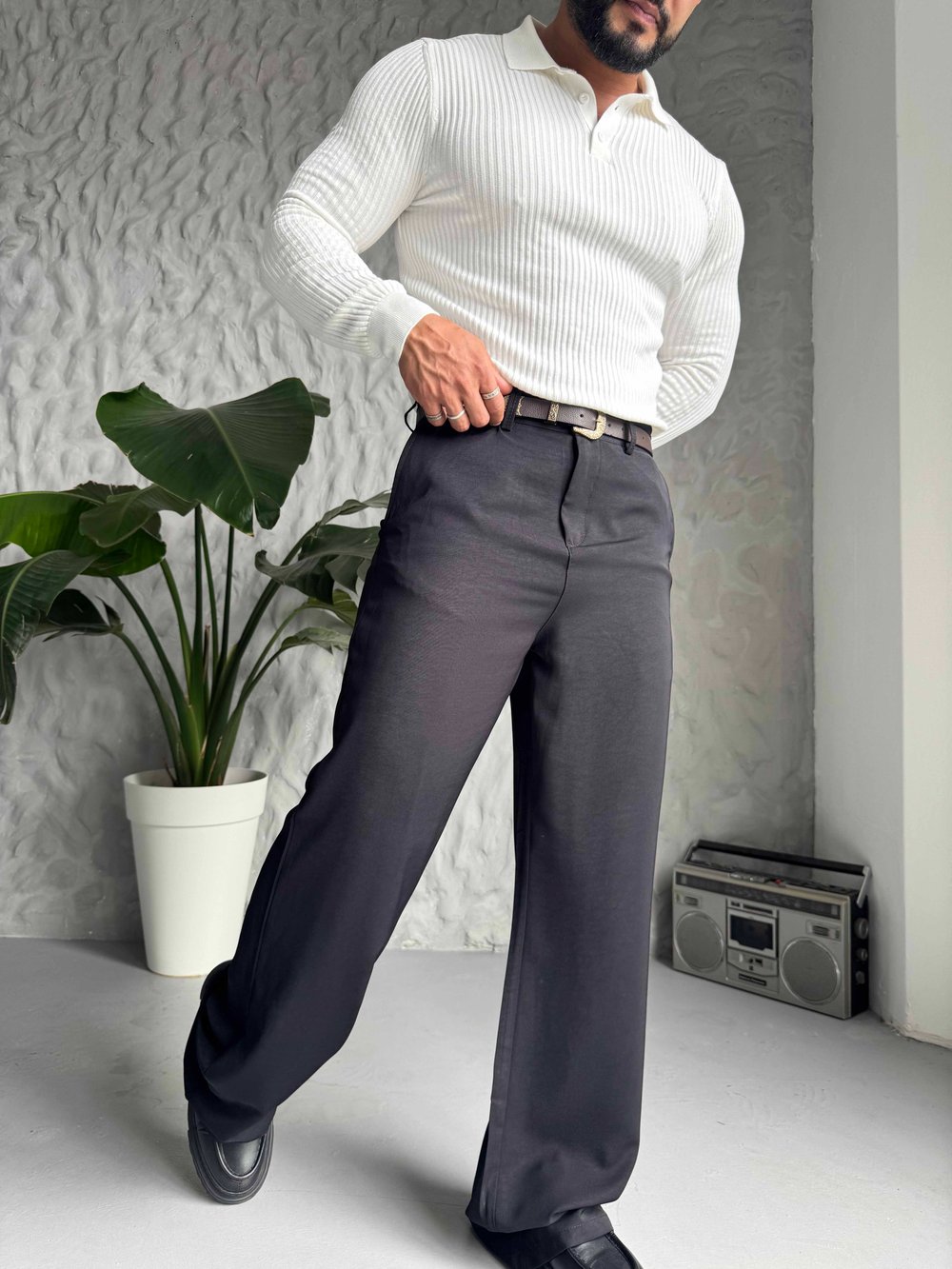 Siyah Premium İspanyol Paça Pantolon