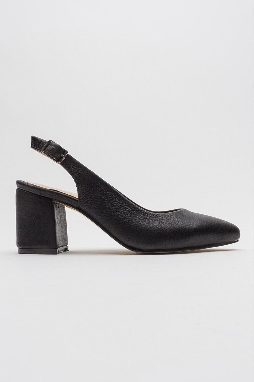 Ernila Shoes Hakiki Deri Arkası Açık Alçak Topuk Stiletto