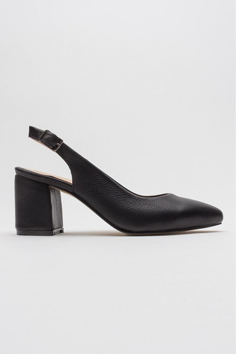 Ernila Shoes Hakiki Deri Arkası Açık Alçak Topuk Stiletto