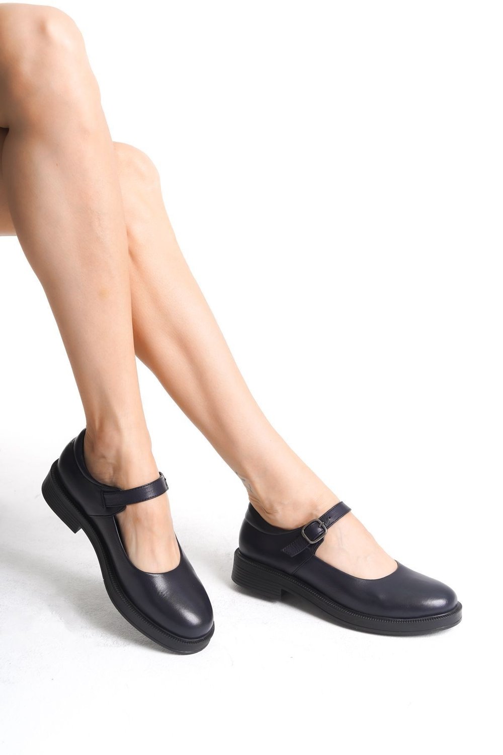 Ernila Shoes Hakiki Deri Kadın Baretli Loafer Ayakkabı