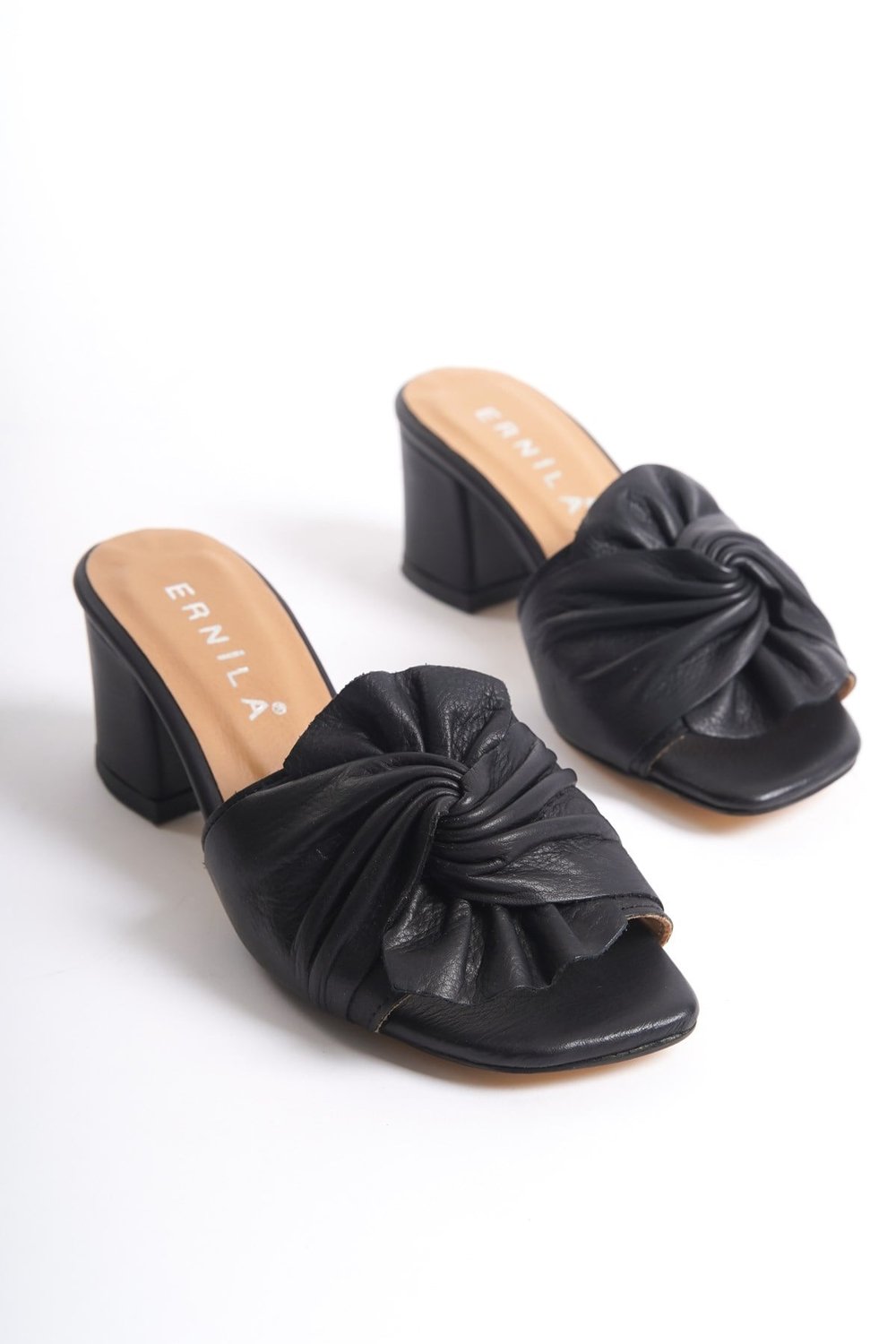SHOES HAKİKİ DERİ FİYONKLU TOPUKLU TERLİK