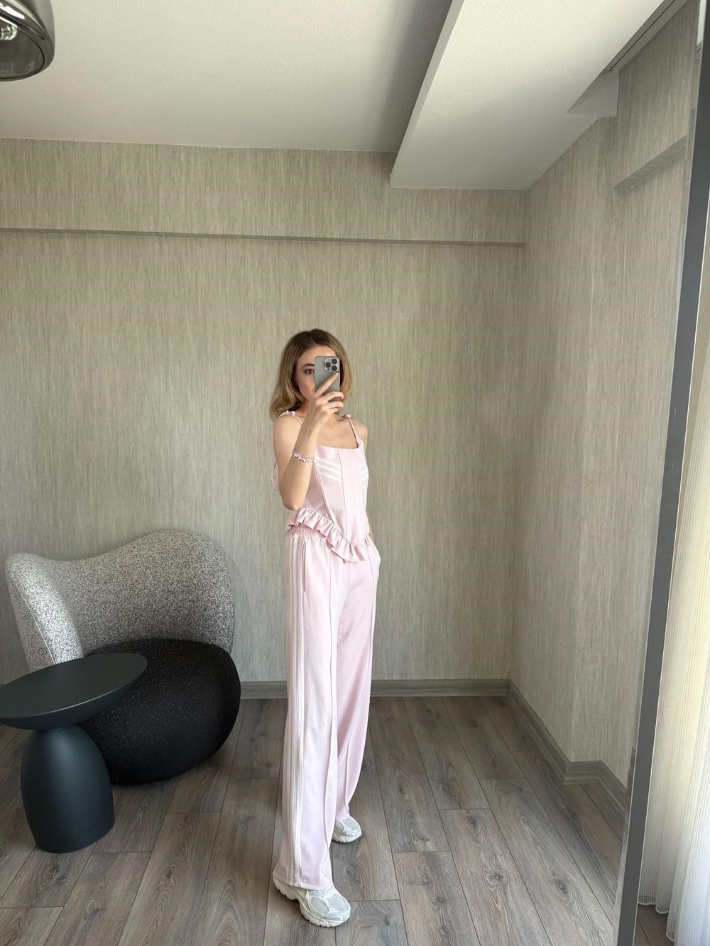 Pudra Pembe Korse Detaylı Eşofman Takımı