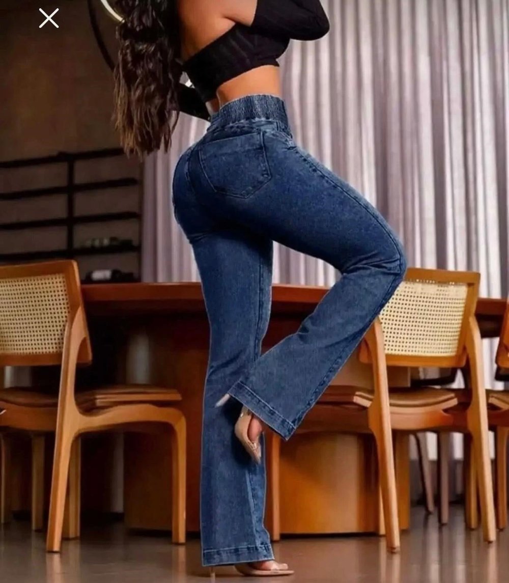 Beli Lastikli İspanyol Paça Jean Pantolon