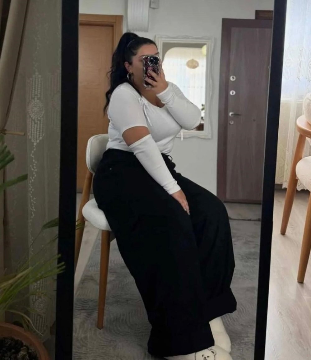 Kadın Siyah Battal Baggy Jean Pantolon 