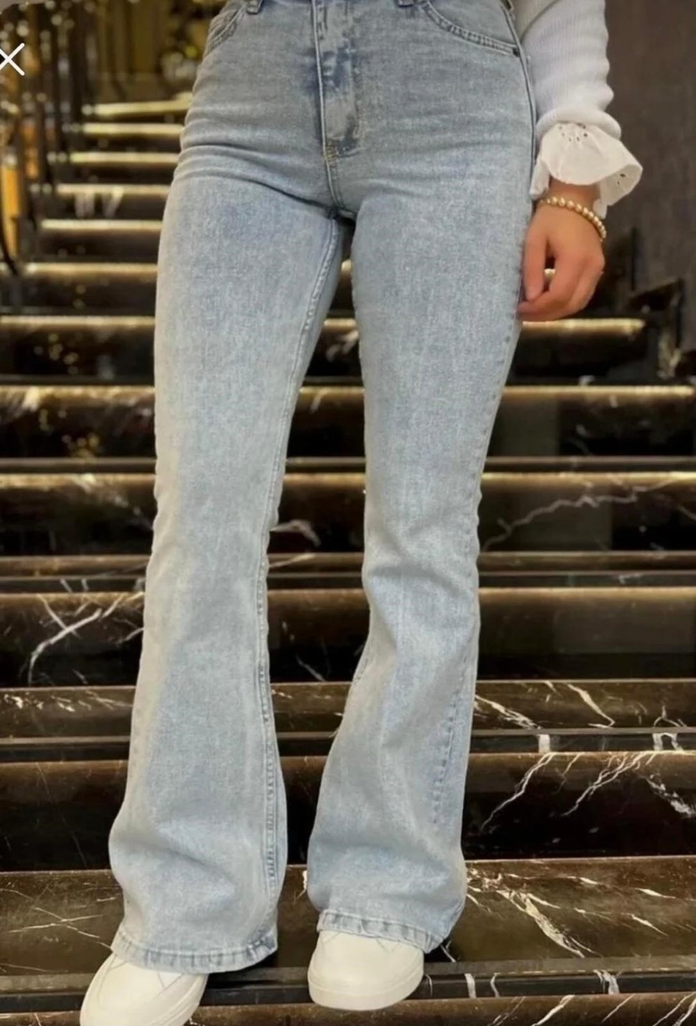 Kar Yıkama İspanyol Paça Jean Pantolon