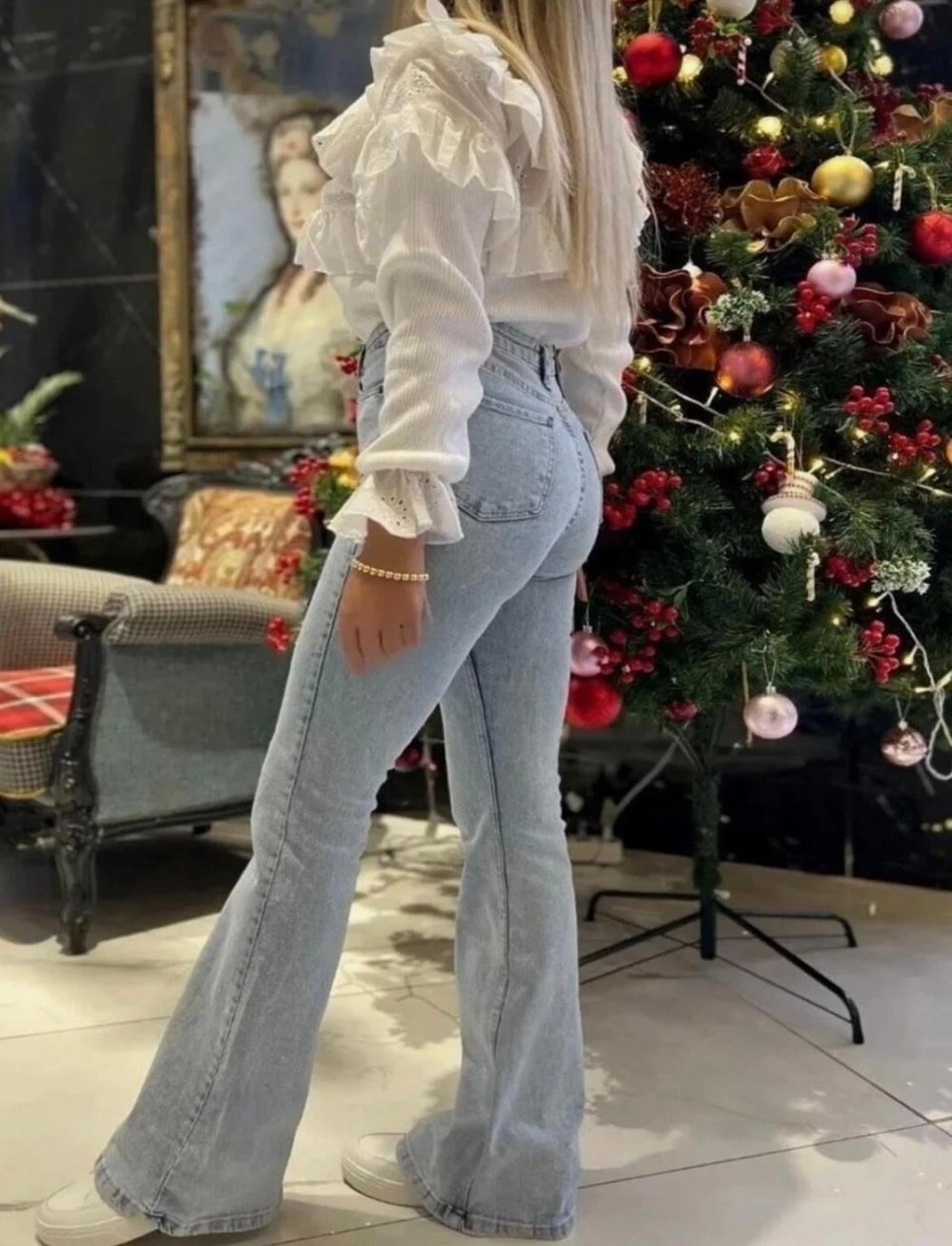 Kar Yıkama İspanyol Paça Jean Pantolon