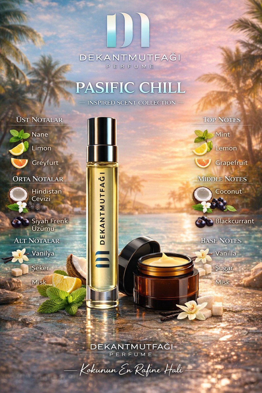 Dekant Mutfağı Pasific Chill Unisex 10ml Parfüm 15gram Solid Parfüm
