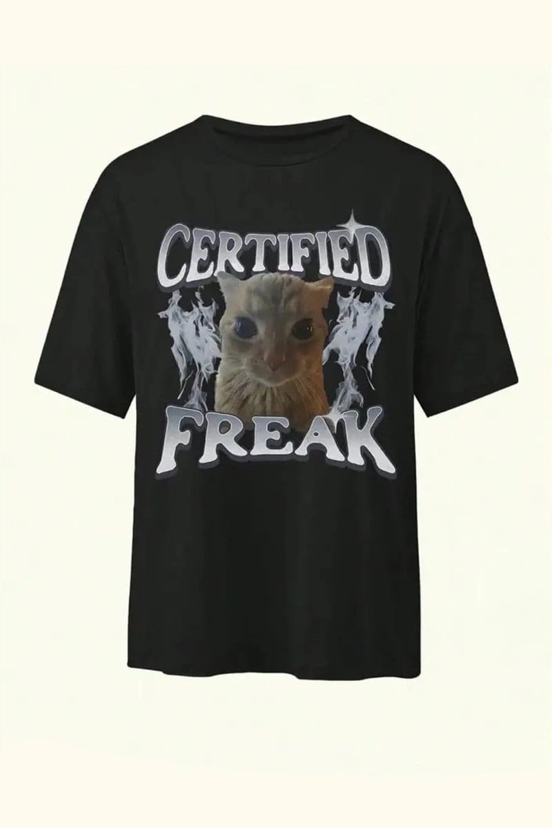 Certified Freak Cat Grunge Y2K T-Shirt