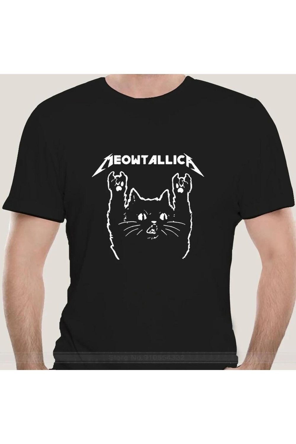 Siyah Meow Cat Unisex Tshirt